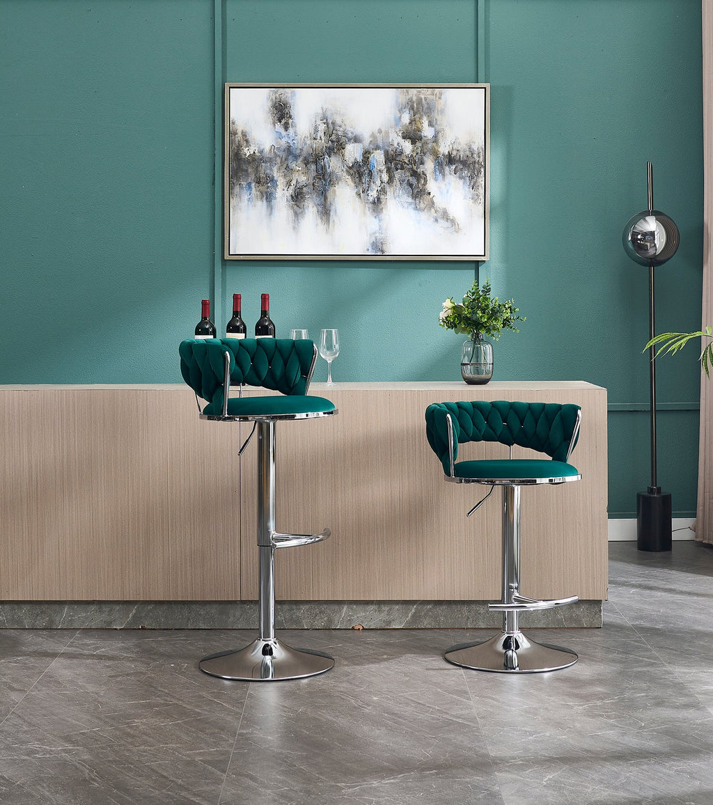 2PCS Metal Bar Stools with Chrome Footrest and Base