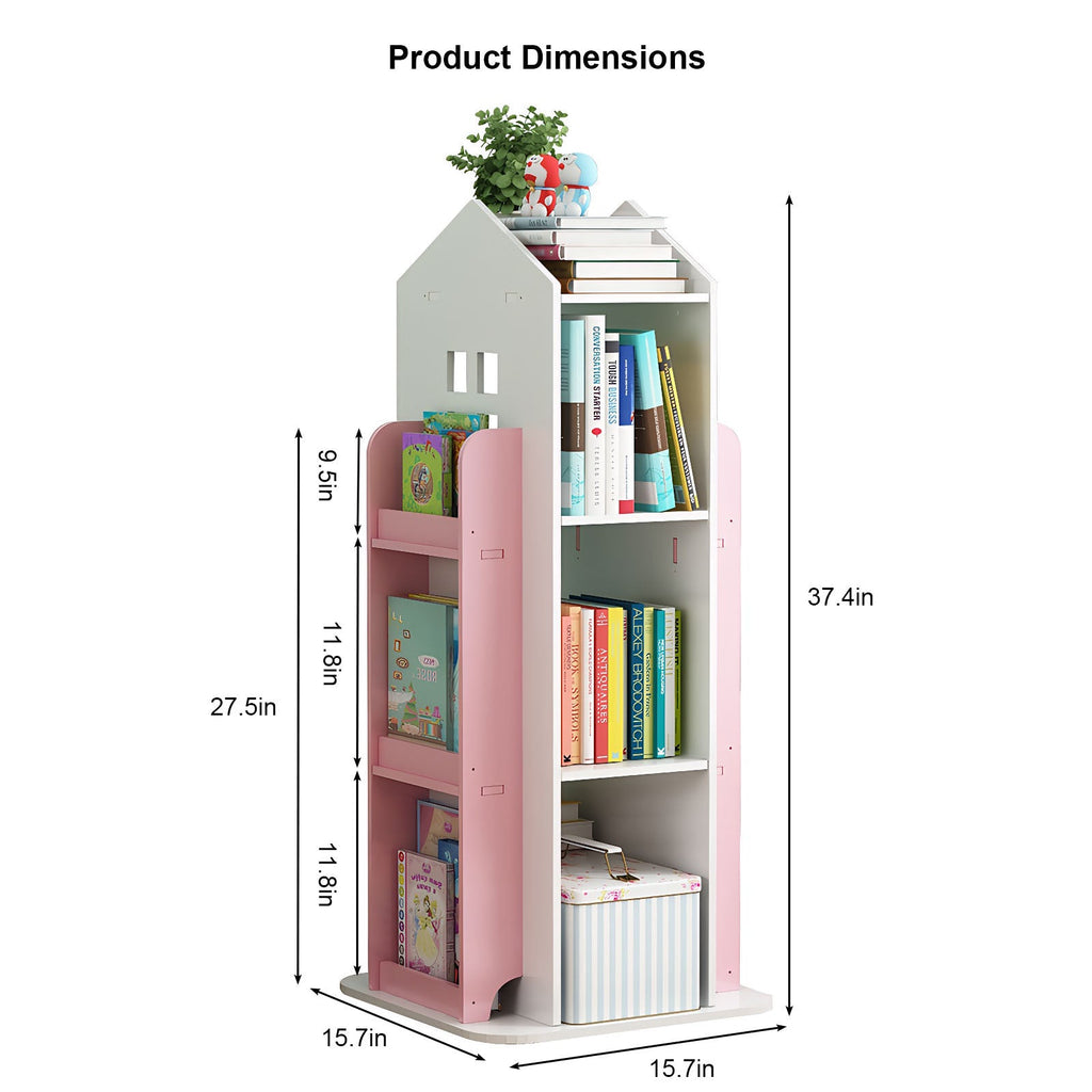 4-Tier Rotating Children's Display Standing Bookshelf Bookcase