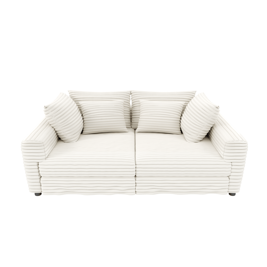 Modern 4 Seat Comfy Upholstered Sofa + Ottoman Option