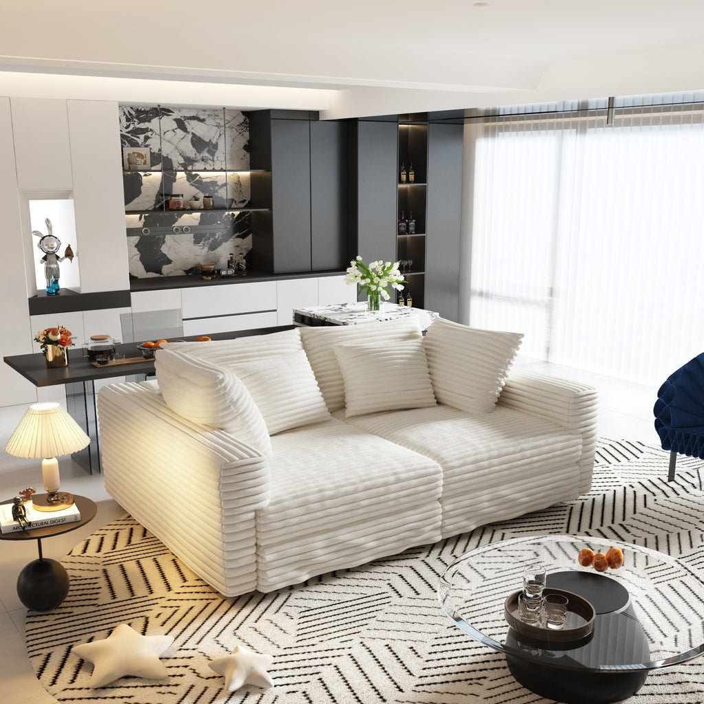 Modern 4 Seat Comfy Upholstered Sofa + Ottoman Option