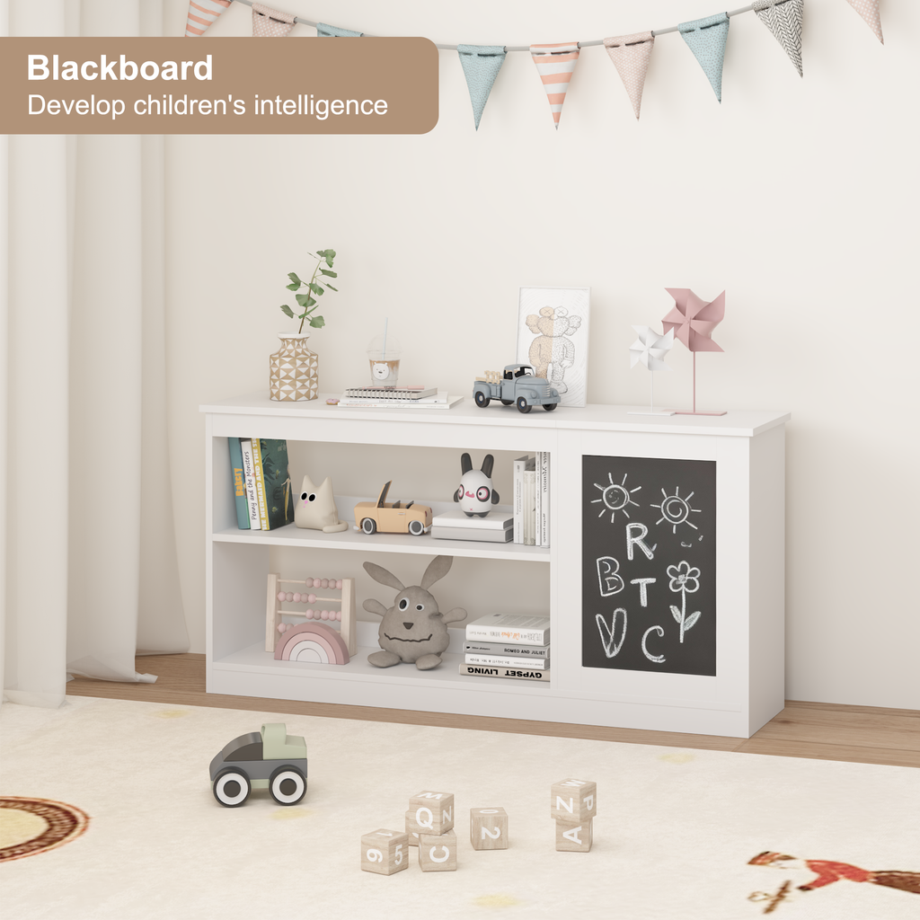 Modern White 3-in-1 Kids Bookshelf and Toy Storage Cabinet