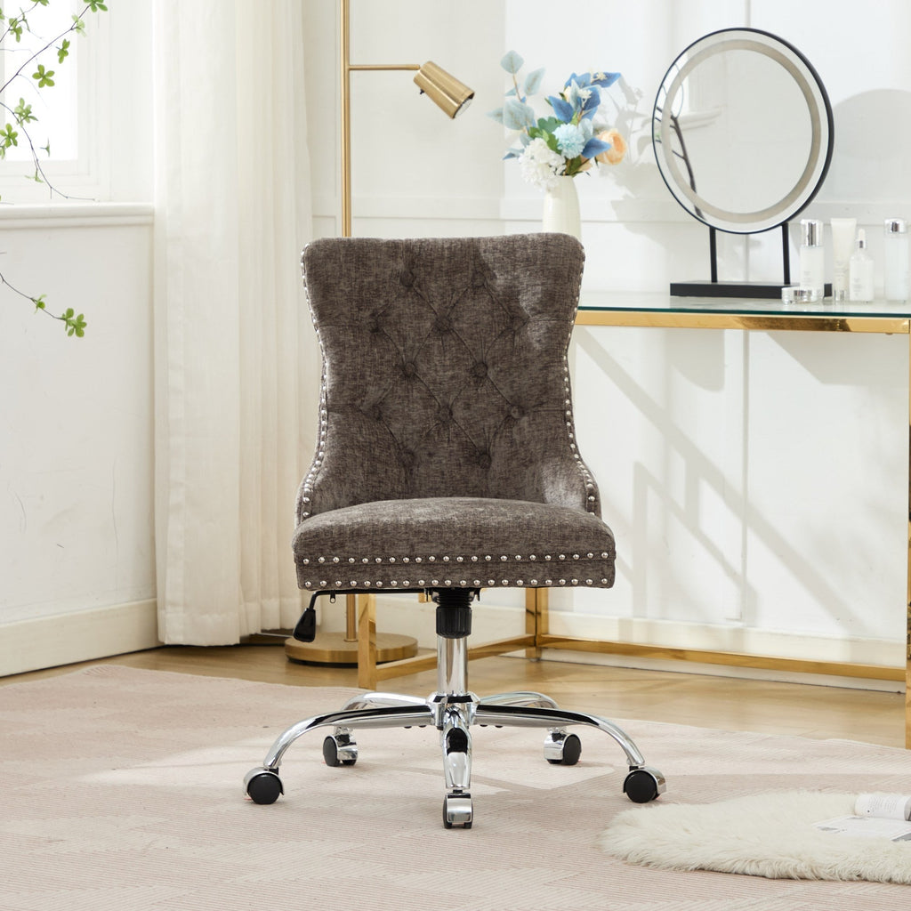 Modern Chenille Upholstered Tufted Button Home Office Chair