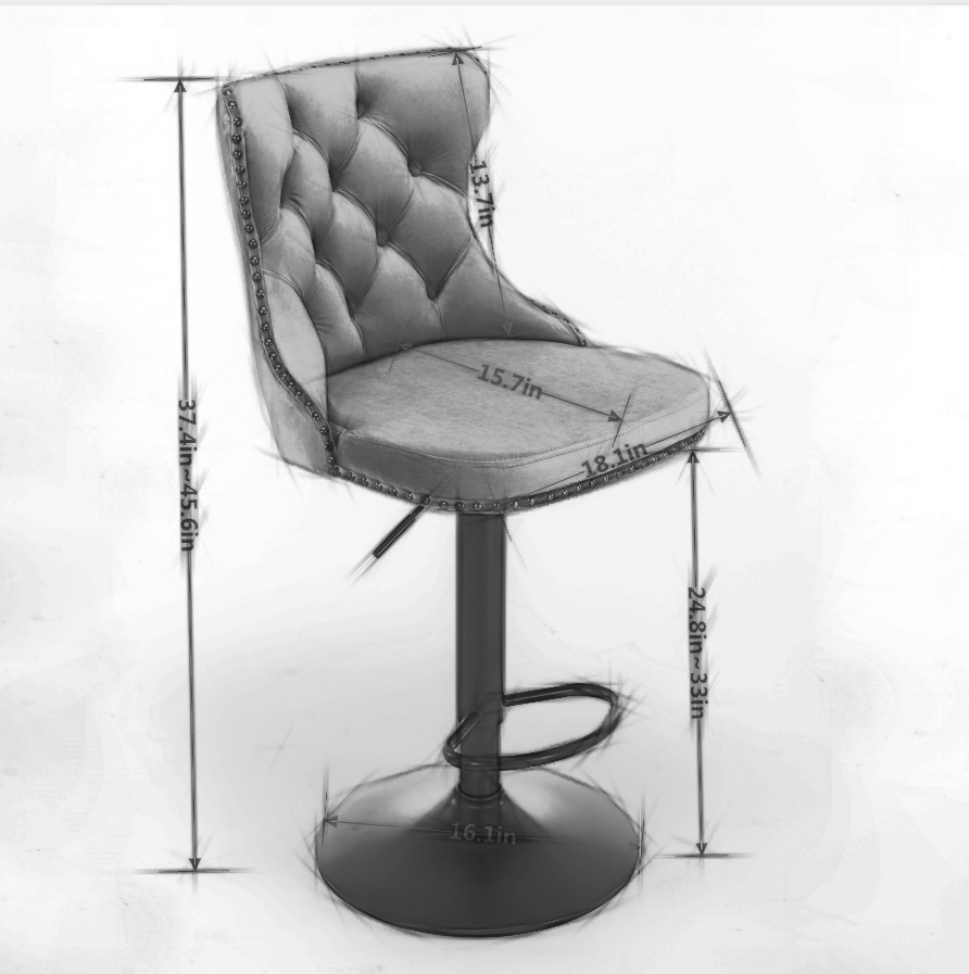 Modern Swivel Velvet Barstools Adjusatble Seat (Set of 2)