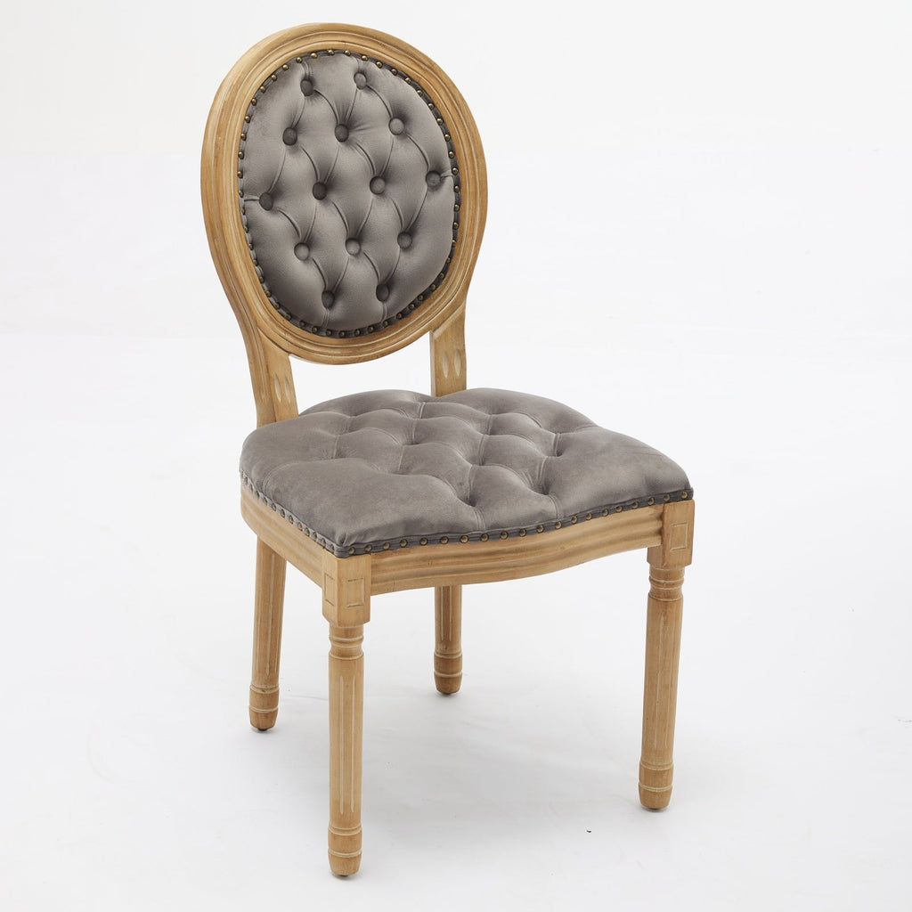 French Style Antique Painting PU Dining Chairs (Set of 2)