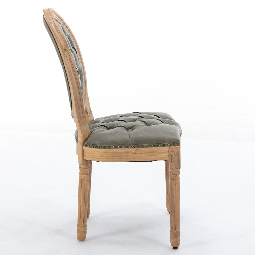 French Style Antique Painting PU Dining Chairs (Set of 2)
