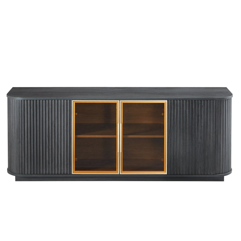 Modern 64-Inch Wavy TV Cabinet with LED Lights