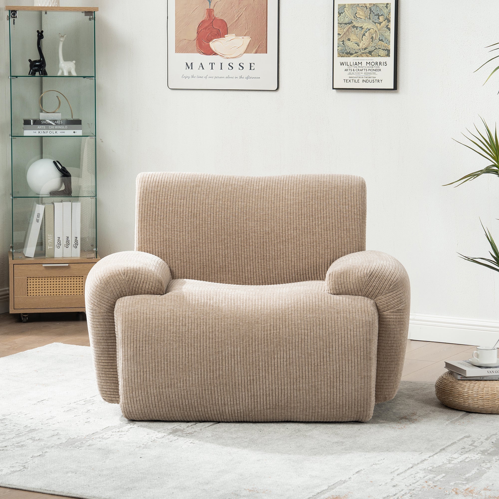 Modern Chenille Vertical Stripe Accent Chair