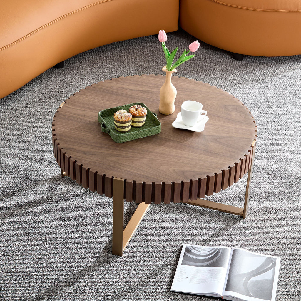 Modern Handcraft Drum Round Coffee Table