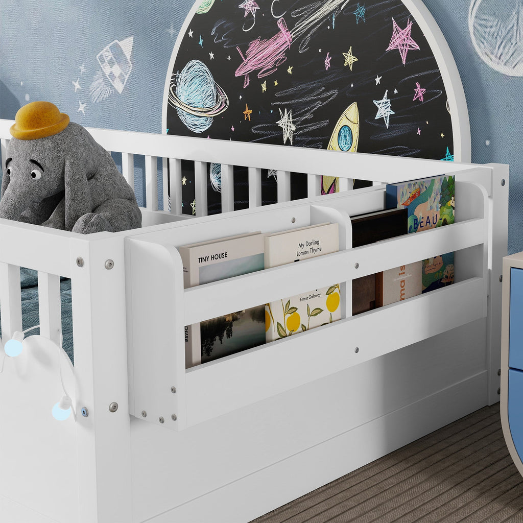 Twin/Full Montessori Floor Kids Bed Frame with High Rails