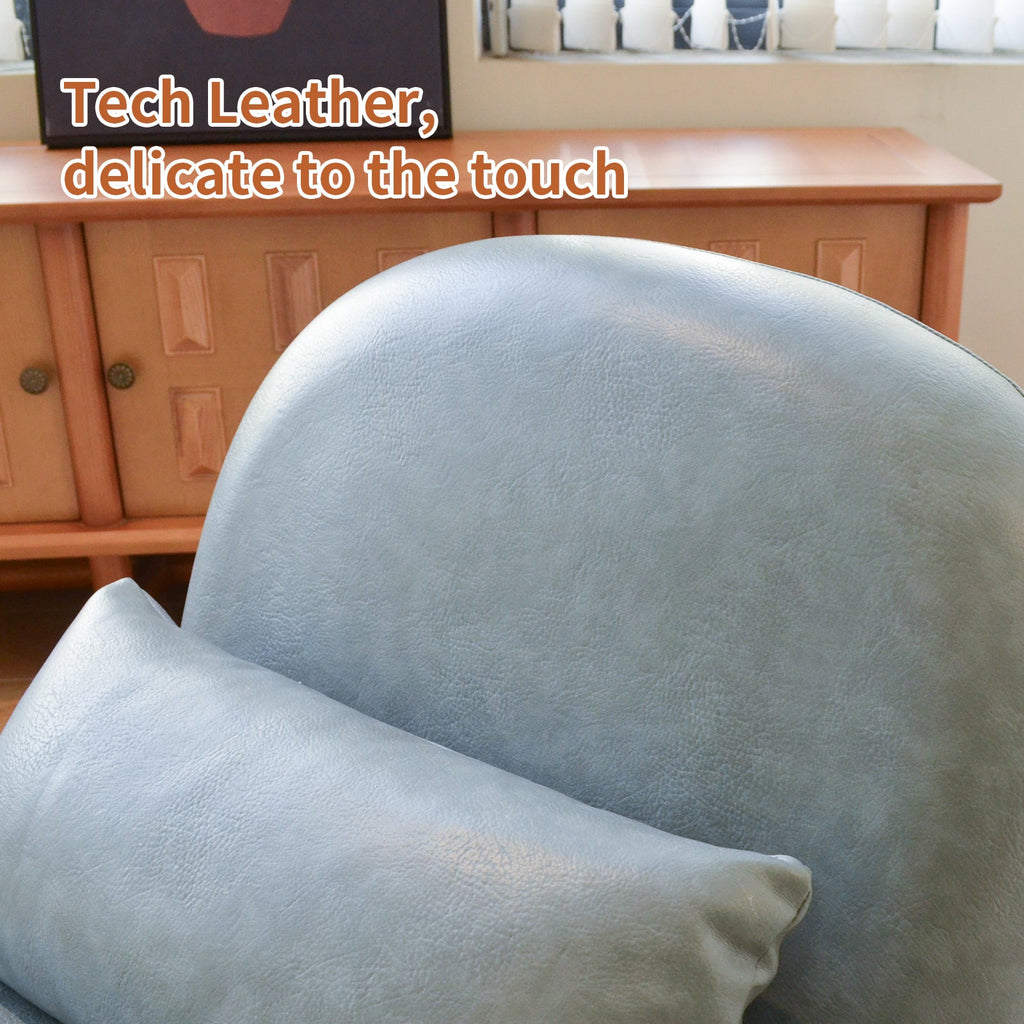 Armless Leather Accent Chair with Solid Wood Legs