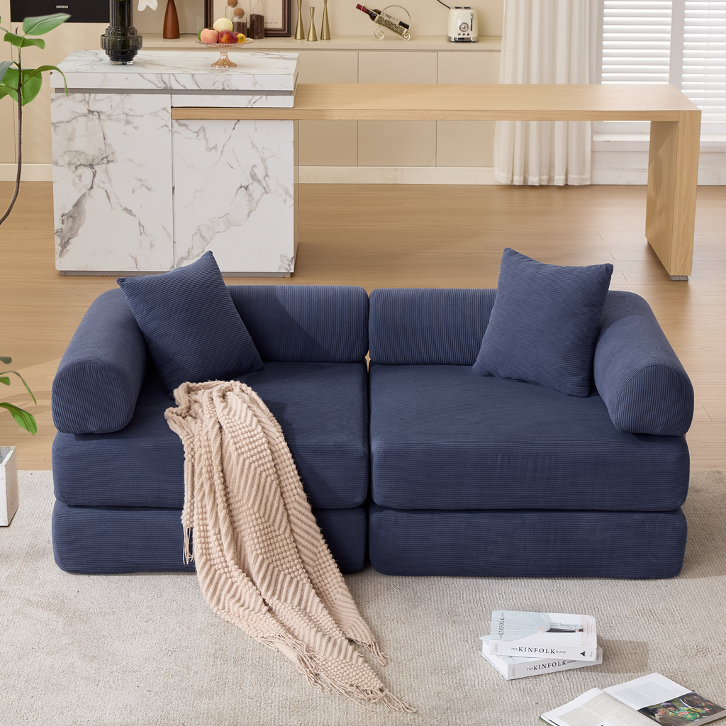 2 Seat Convertible Couch Folding Mattress Couch Sofa Bed