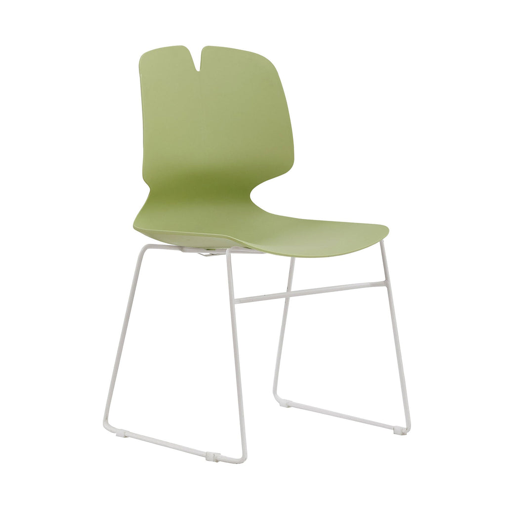 Modern Stacking Office Chairs Set of 4 Green Grey PP 180kg Capacity