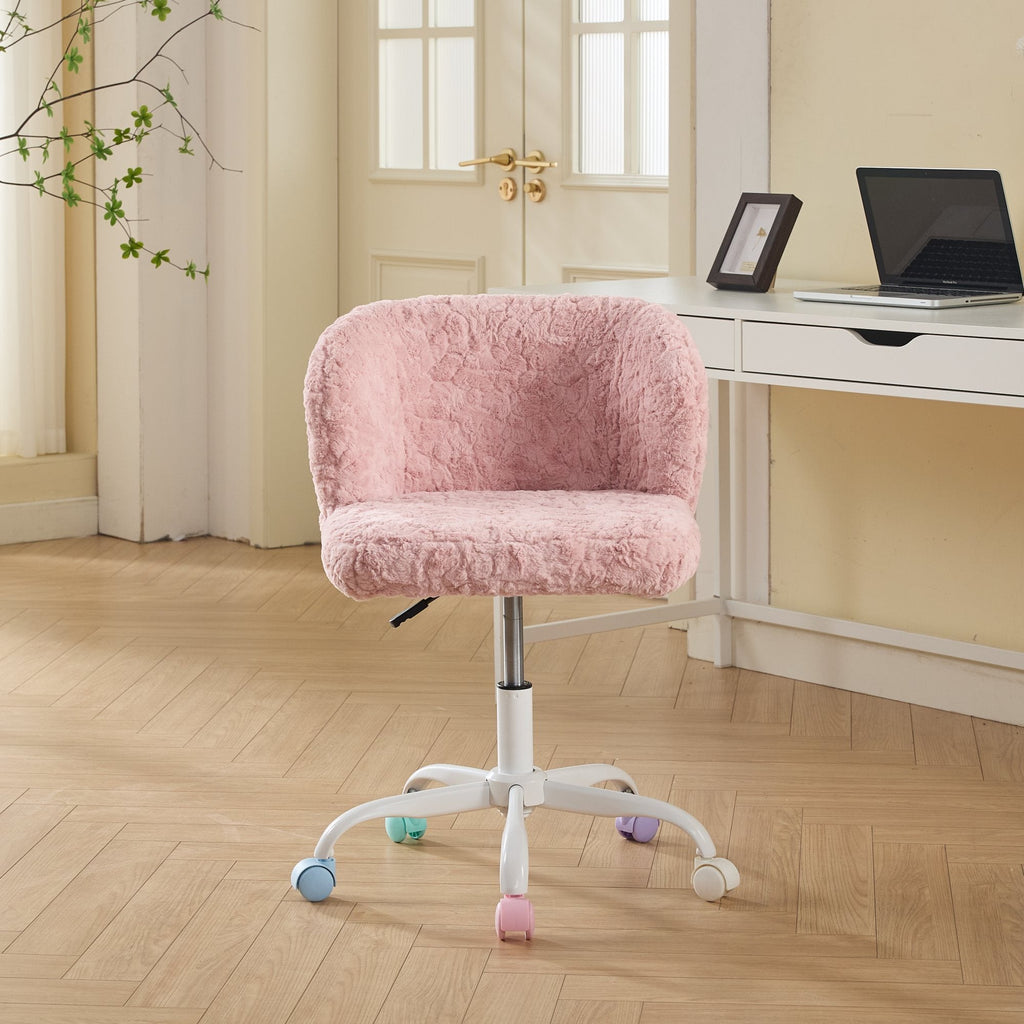 Artificial Rabbit Hair Adjustable Office Chair with Metal Base