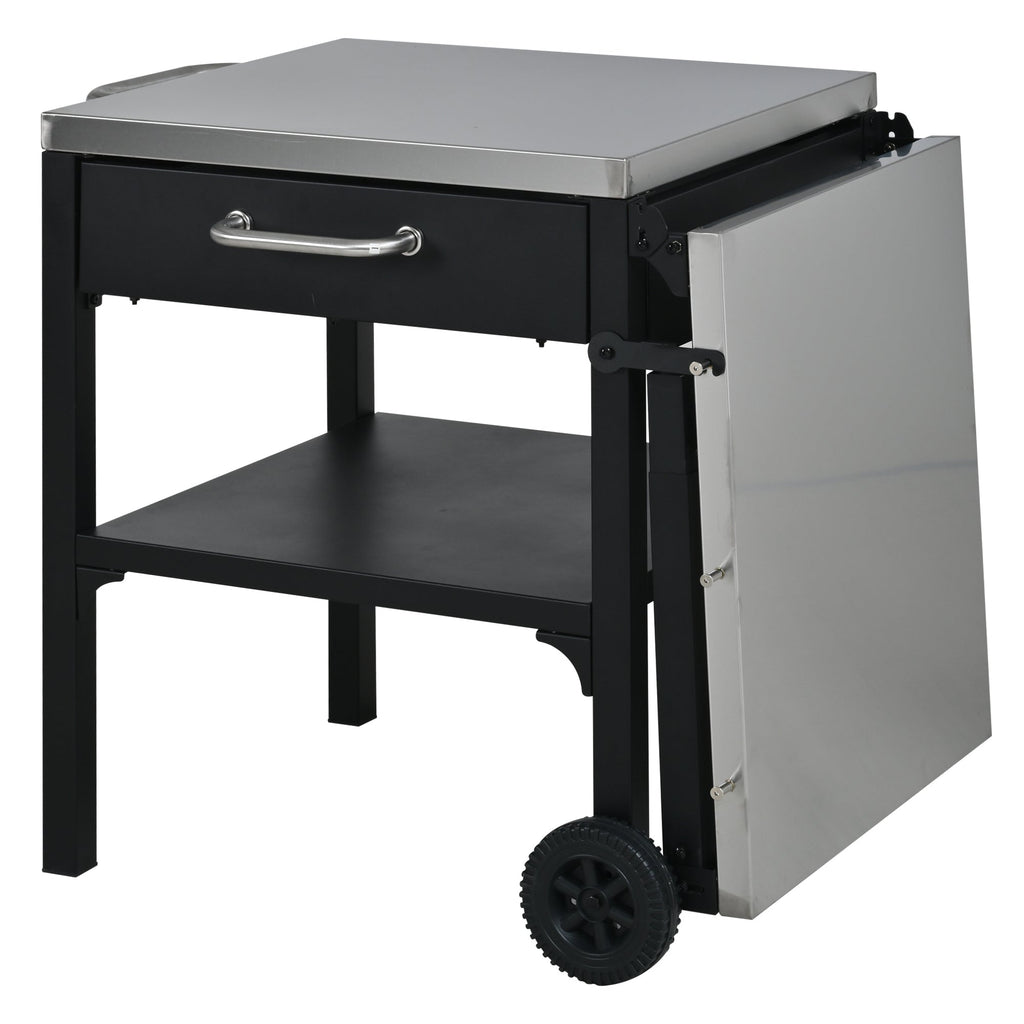 Foldable BBQ cart with storage, portable for backyard & patio cooking