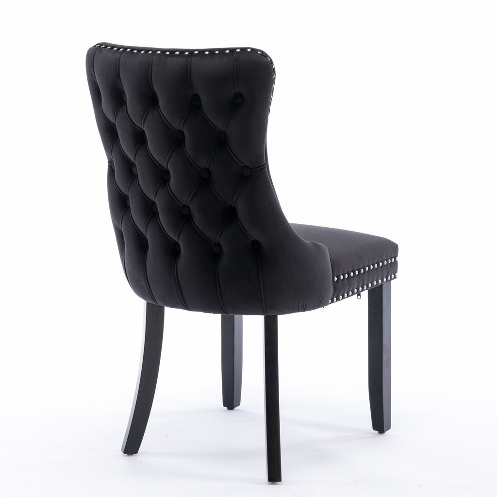 Modern Velvet Upholstered Wing-Back Dining Chairs (Set of 2)