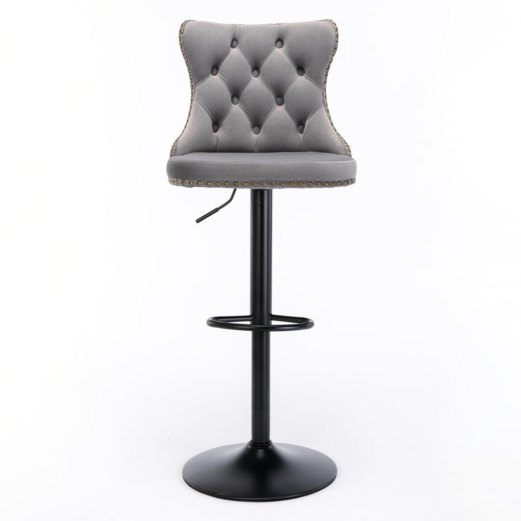 Modern Swivel Velvet Barstools Adjusatble Seat (Set of 2)