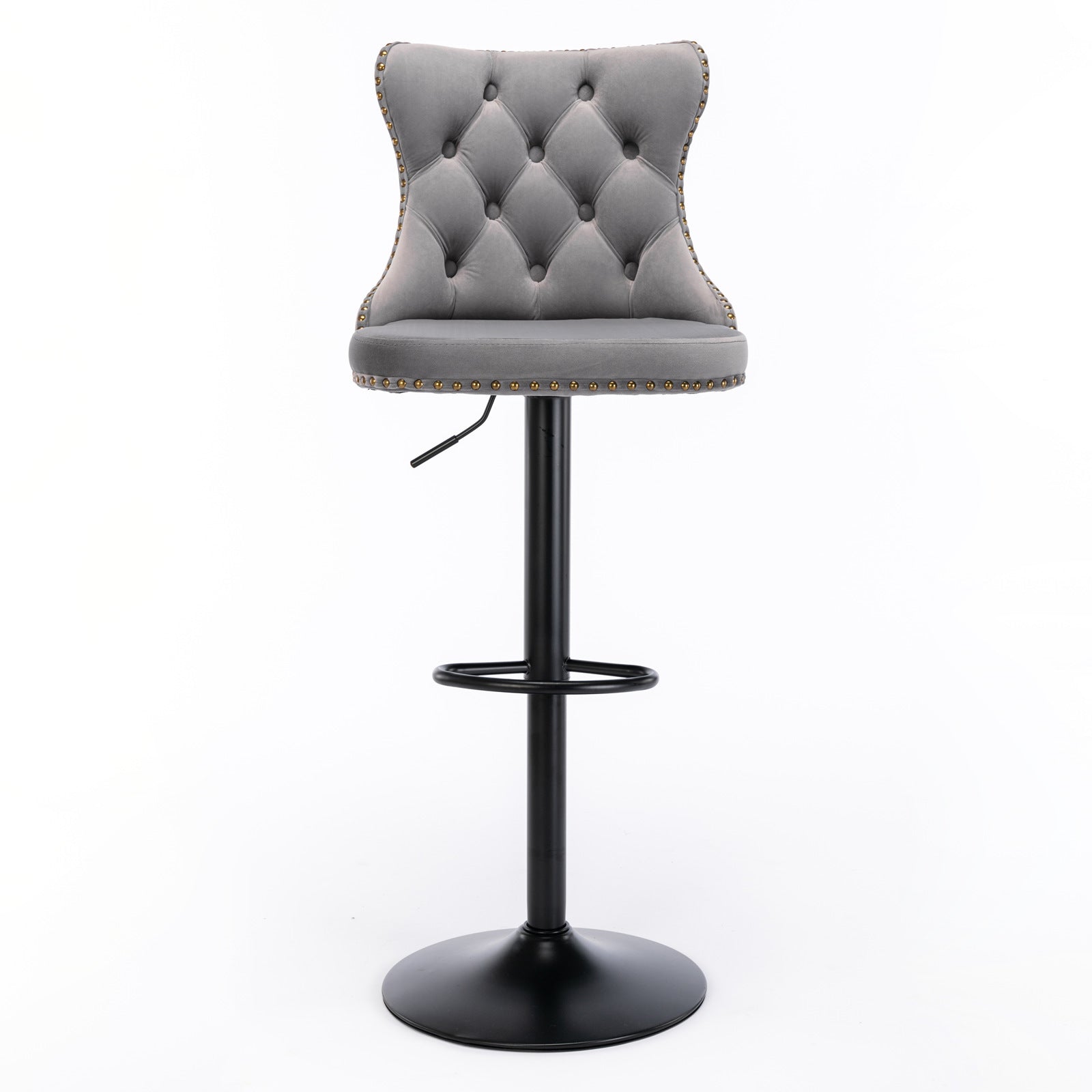 Modern Swivel Velvet Barstools Adjusatble Seat (Set of 2)