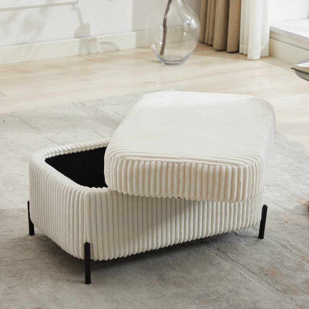 30.3' W Corduroy Upholstered  Storage Large Ottoman