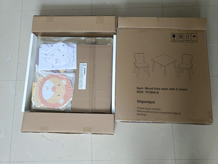 Kids Wooden Table and 2 Chairs Set
