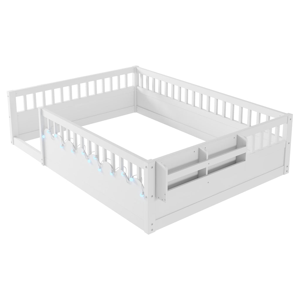 Twin/Full Montessori Floor Kids Bed Frame with High Rails