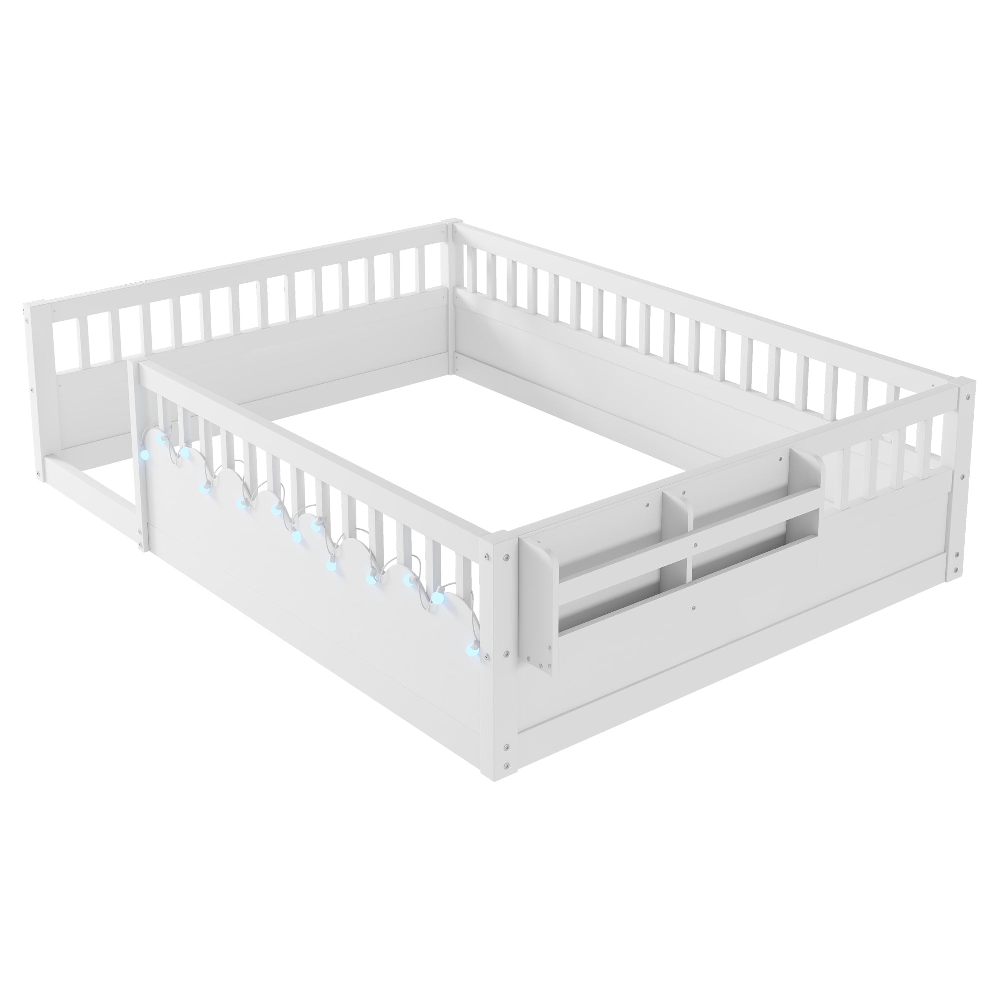 Twin/Full Montessori Floor Kids Bed Frame with High Rails
