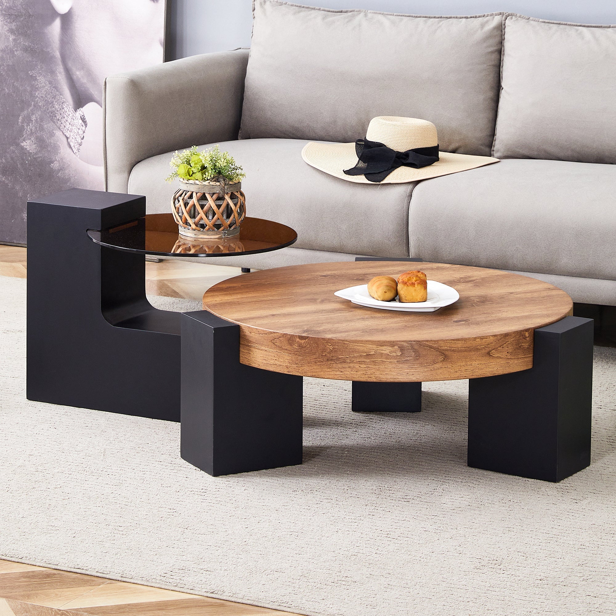 Modern Simple Double-Layer Round Coffee Table