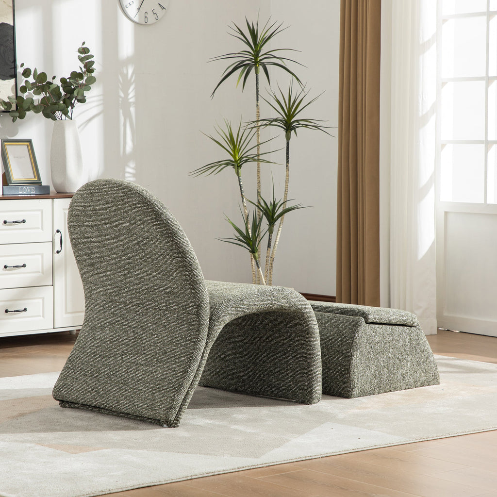 24.8 ' Wide Modern Upholstered Armless Chair with Storage Ottoman
