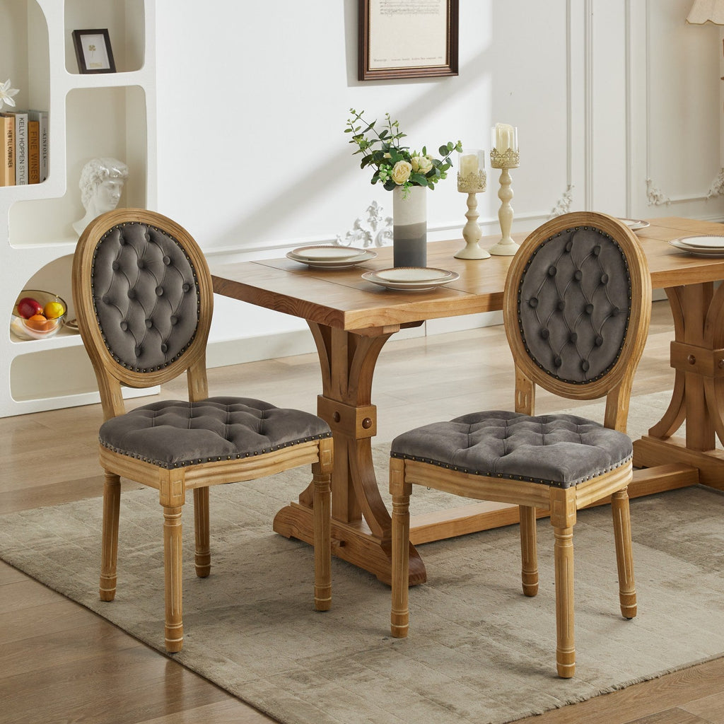 French Style Antique Painting PU Dining Chairs (Set of 2)