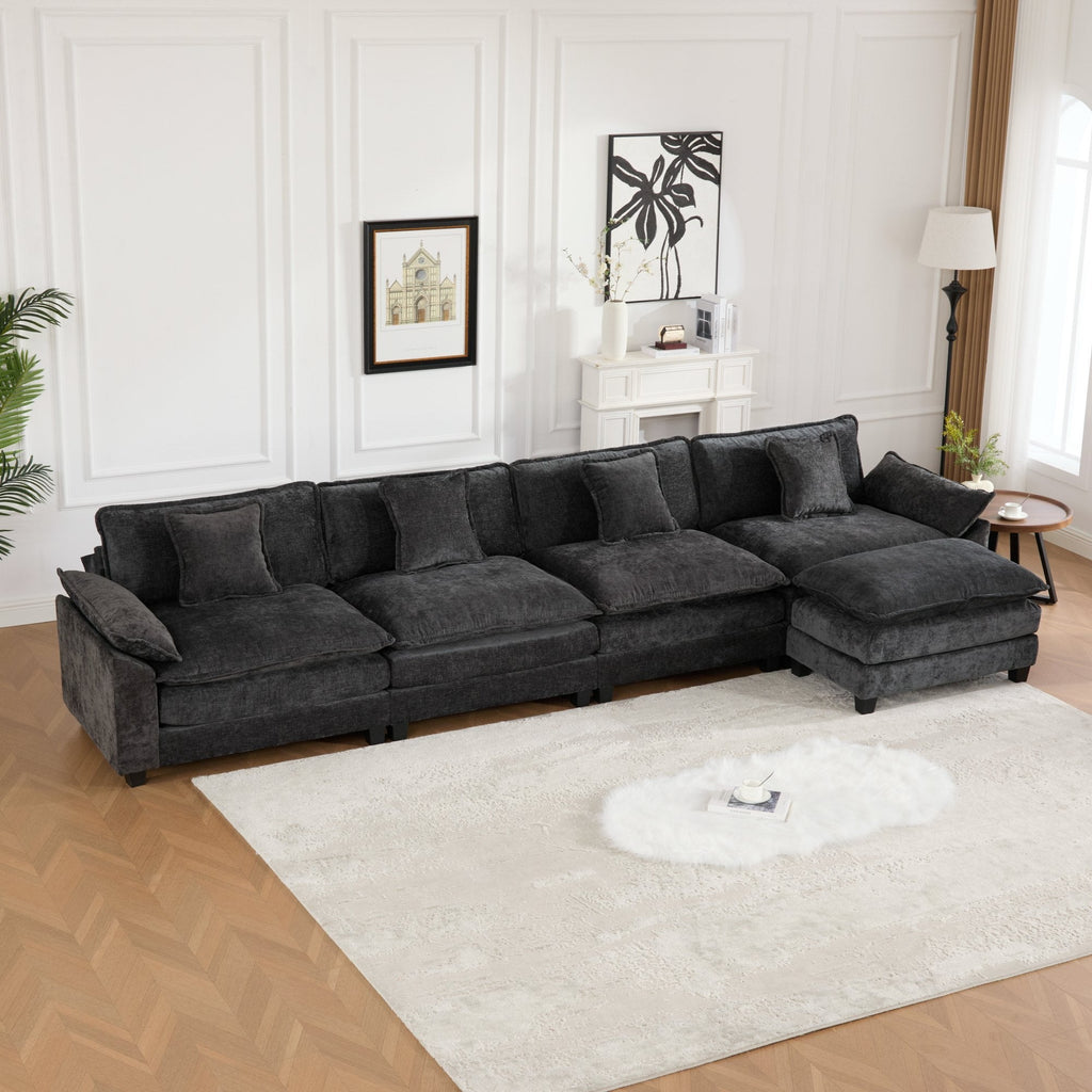 Modern Comfy Upholstered Seat Cushion Sectional Couch (Ottoman is Not Included)