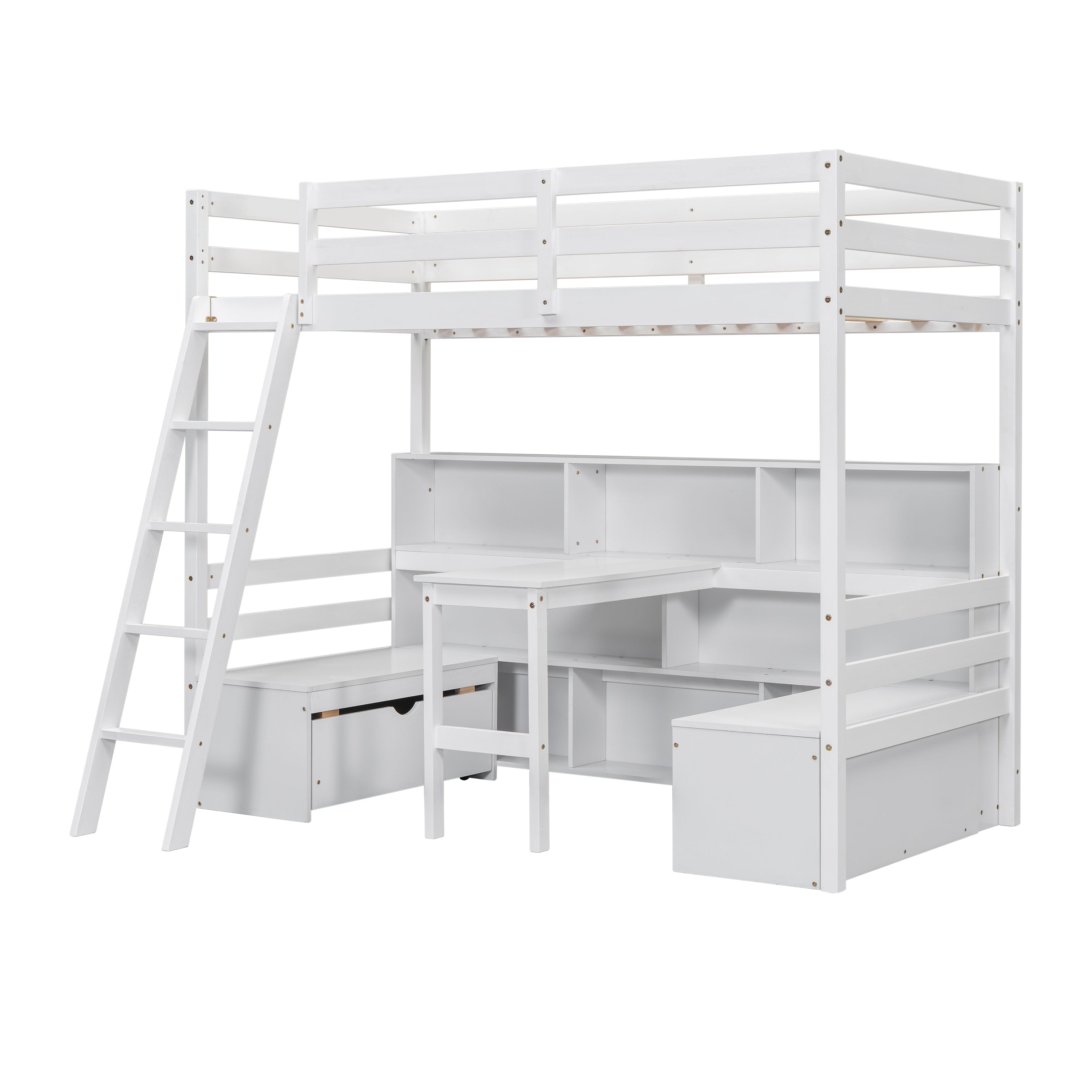 Twin Loft Bed with Storage Shelves