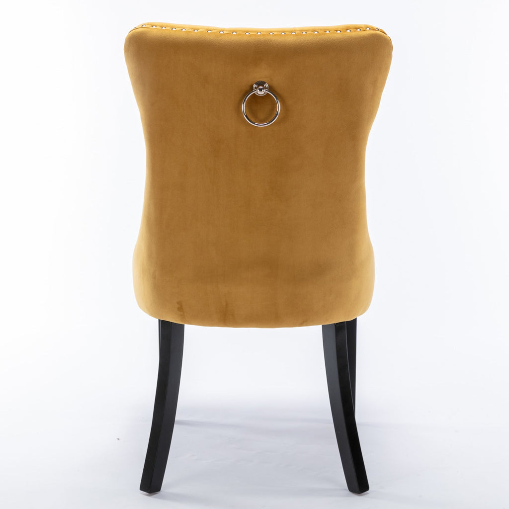 Modern High-end Tufted Solid Wood Velvet Dining Chair(Set of 2)