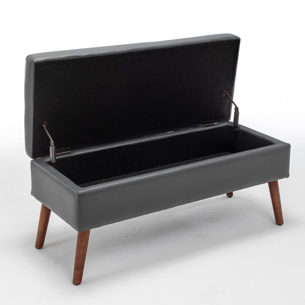 Brown PU Leather Storage Bench
