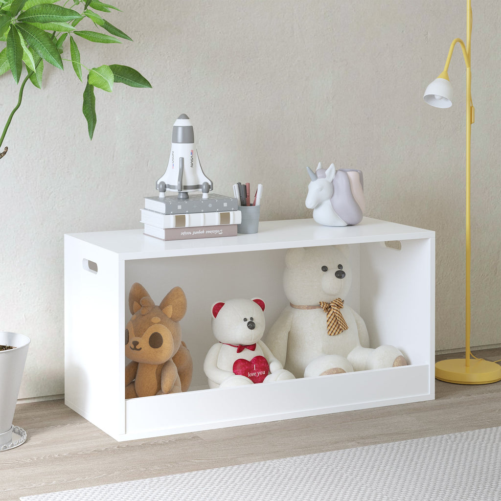 White Wooden Open Toy Storage Box for Kids