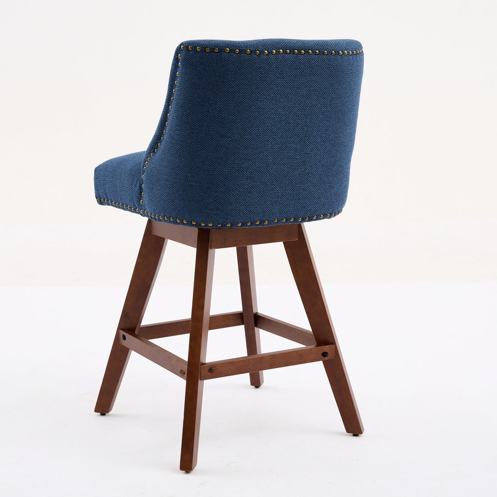 Upholstered Swivel Counter Height Bar Stools with Nailhead Trim (Set of 2)