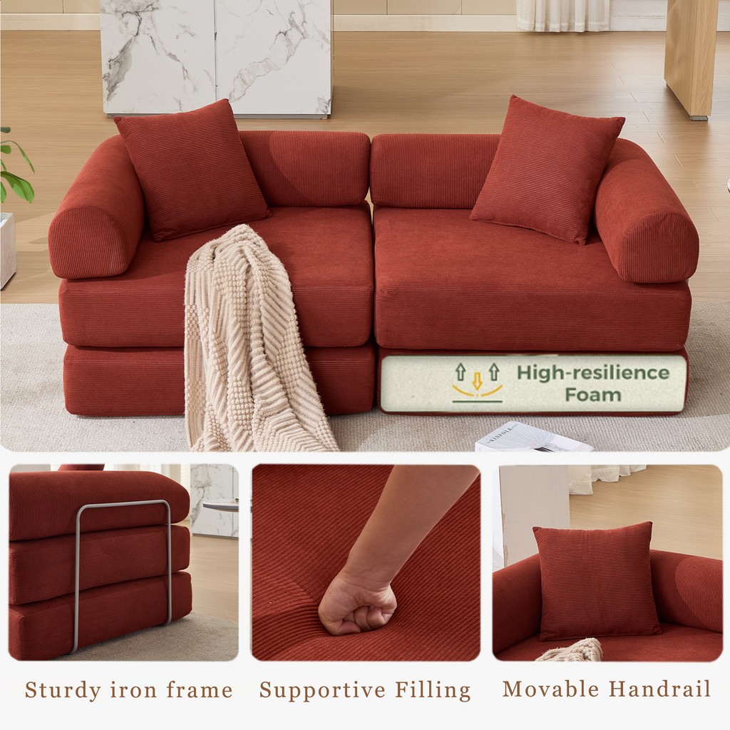 2 Seat Convertible Couch Folding Mattress Couch Sofa Bed