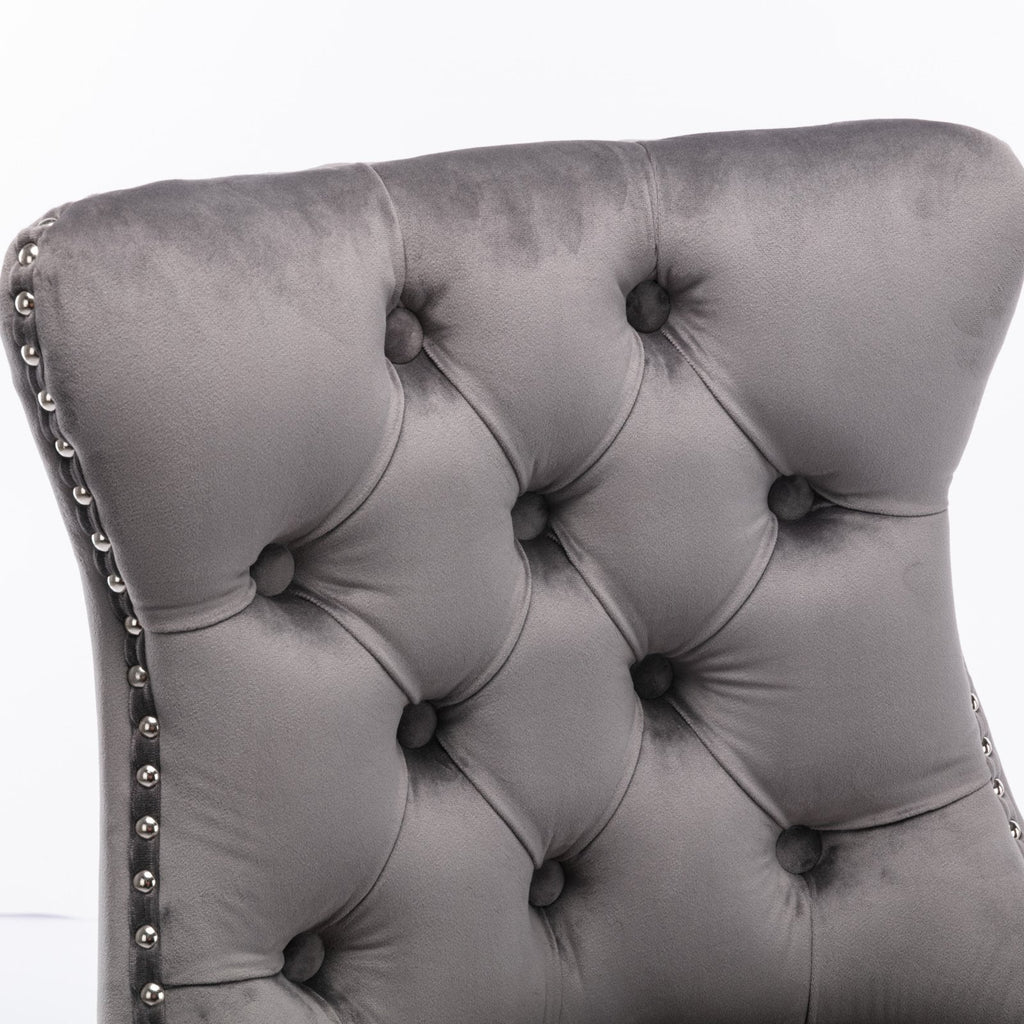 Contemporary Velvet Upholstered Barstools with Button Tufted Decoration (Set of 2)