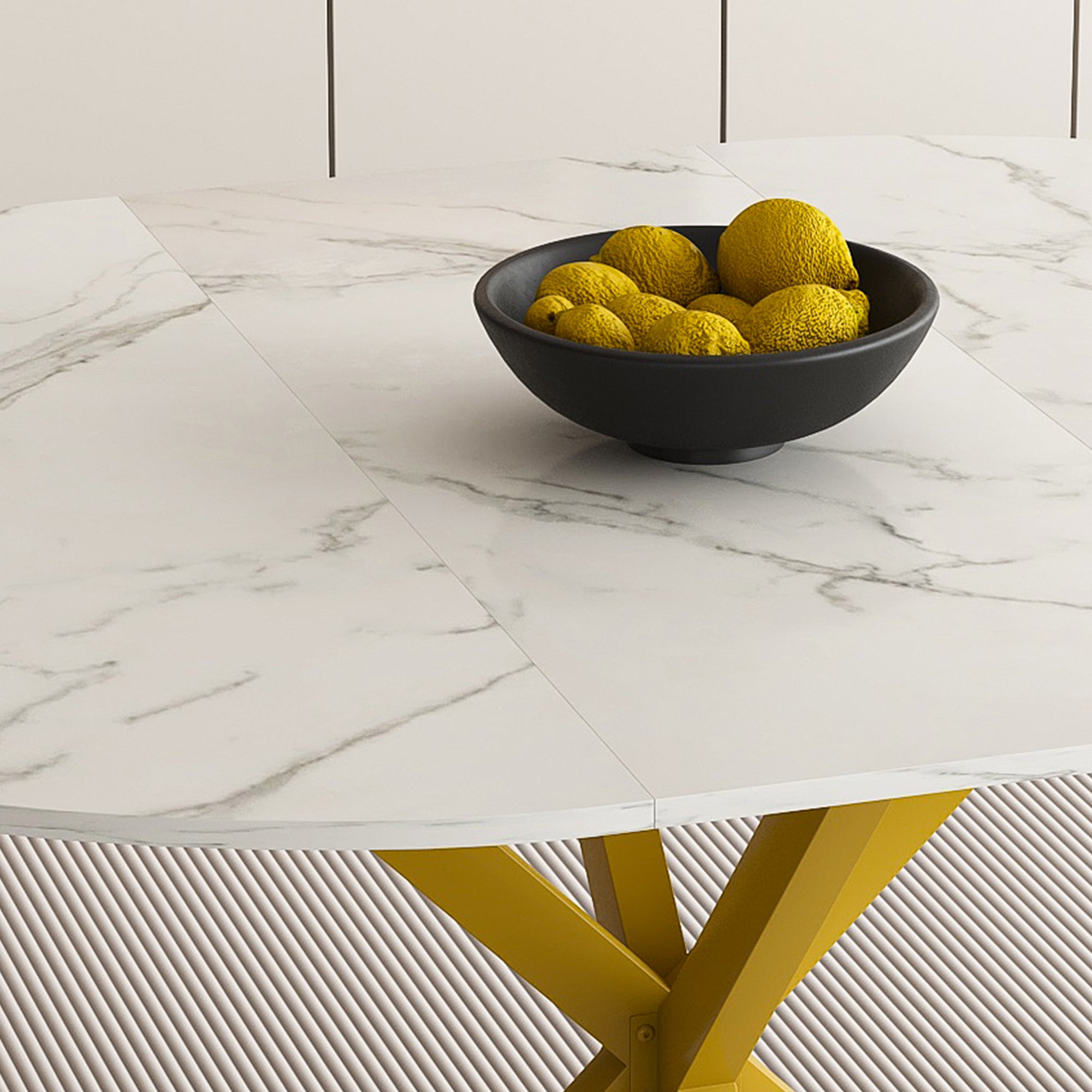 Modern Solid Wood Veneer Retractable Dining Table