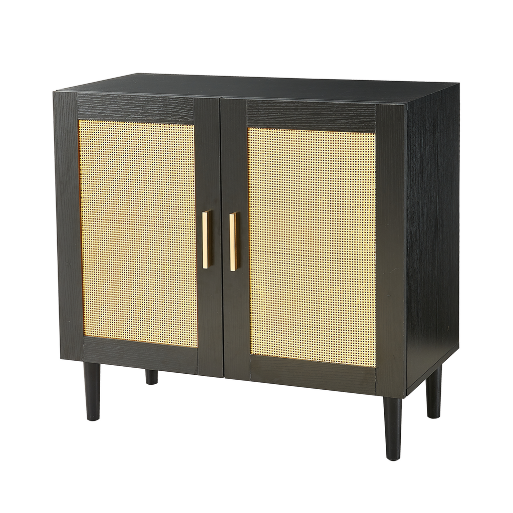 Side Panel Buffet Cabinet with Natural Rattan Door