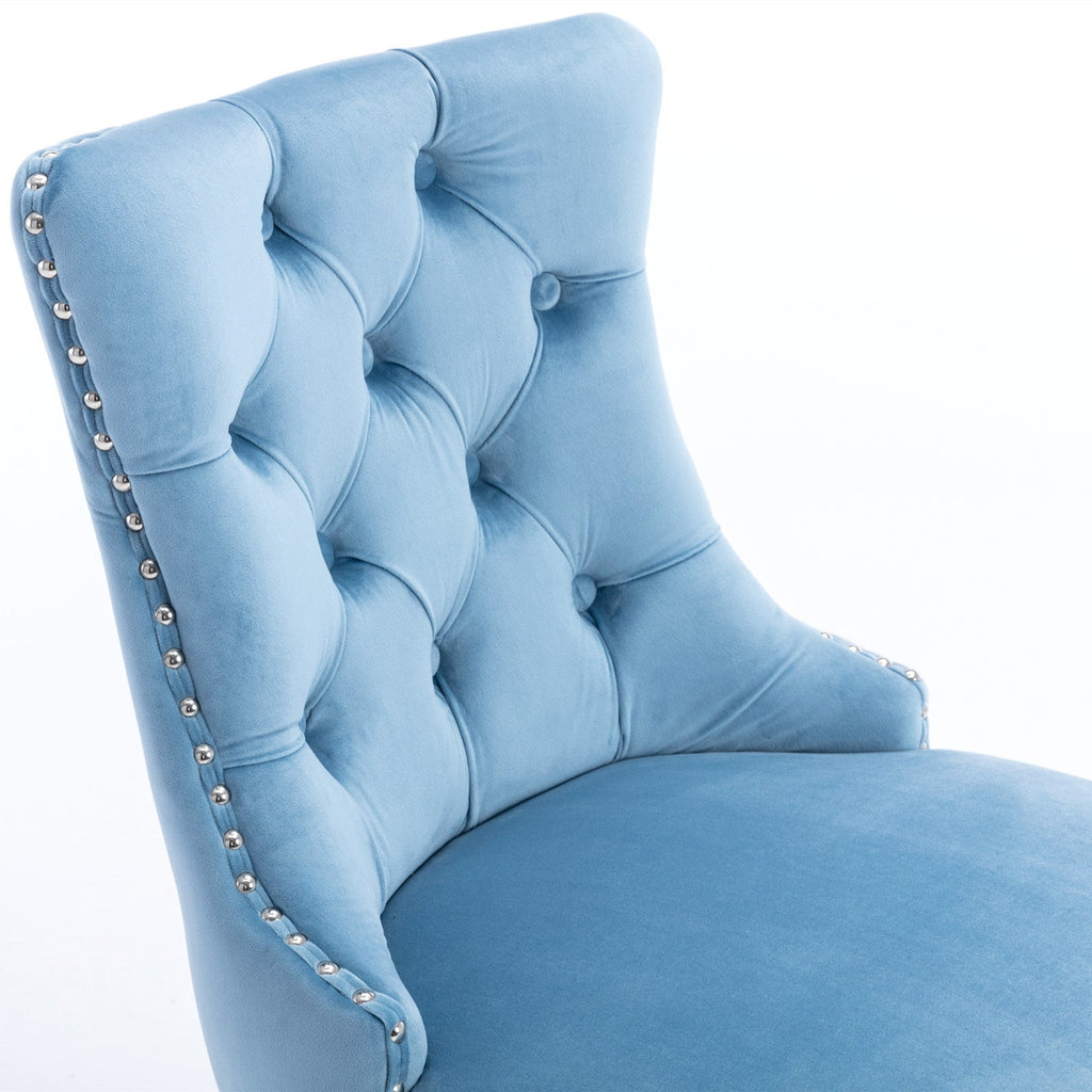Contemporary Velvet Upholstered Barstools with Button Tufted Decoration (Set of 2)