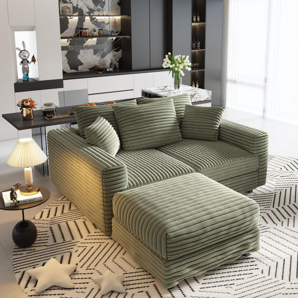 82.7' Modern Comfy Cloud Couch Sofa with Soft Pillows + Ottomans Option