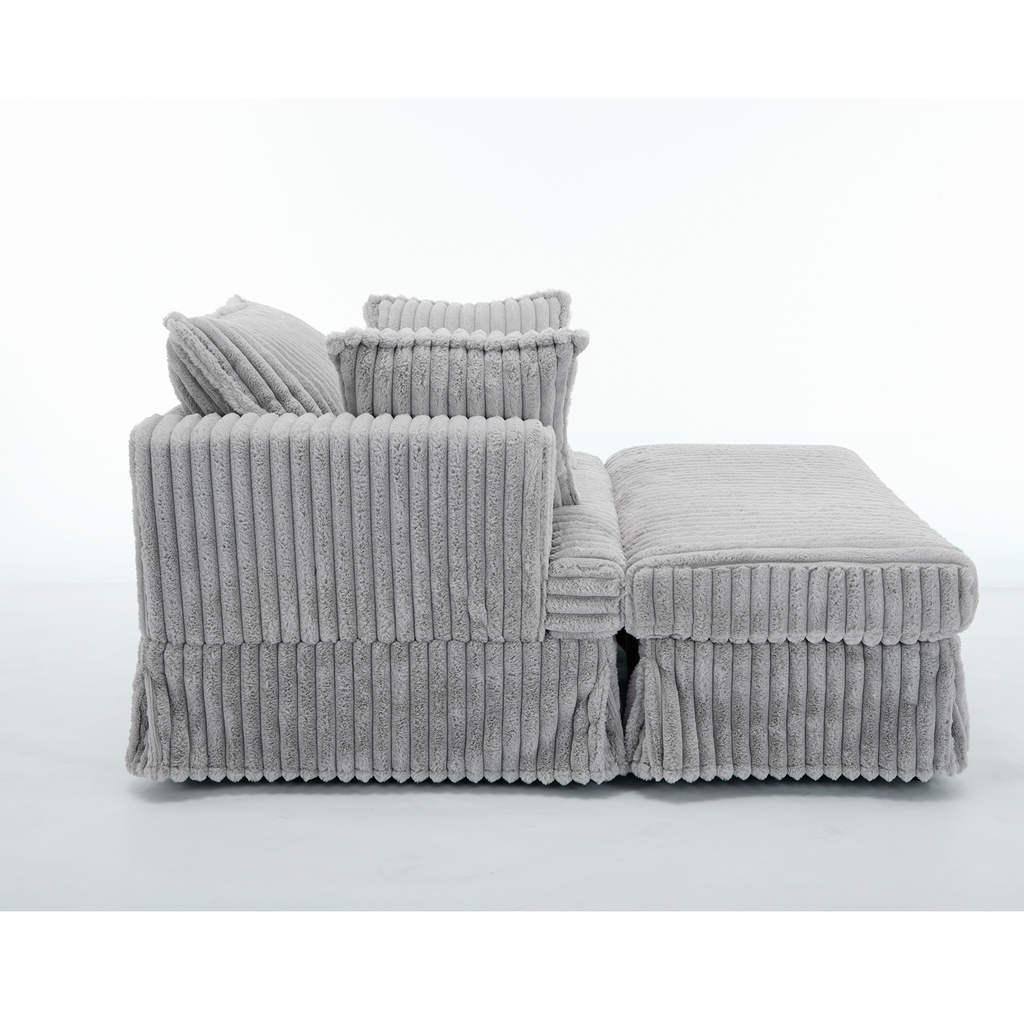 47.7'' Oversized Corduroy Chaise Longue with Ottoman