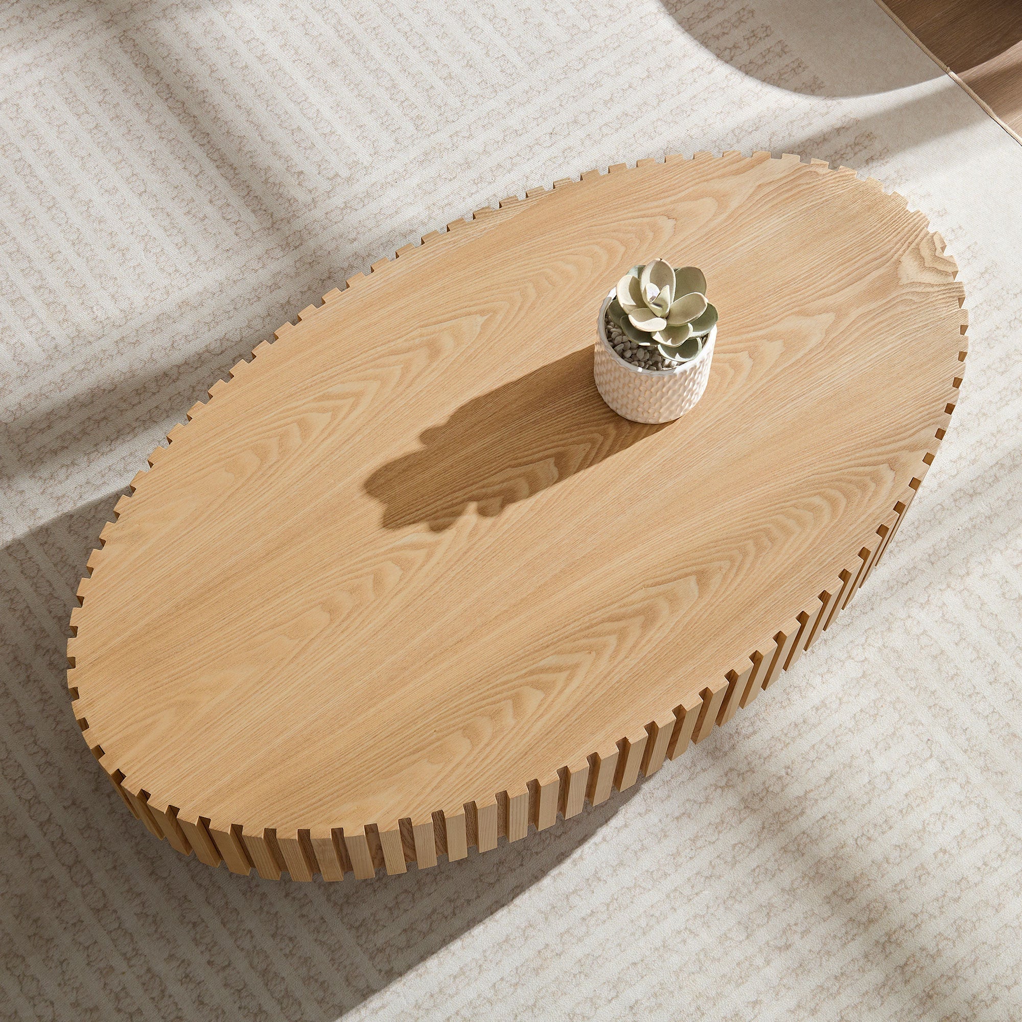 Modern MDF Handcraft Oval Coffee Table
