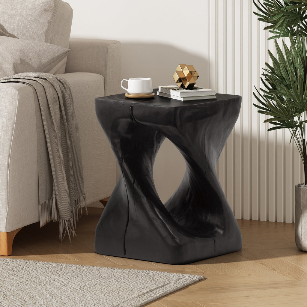 Twist Shape Side Table with Wood-like Texture