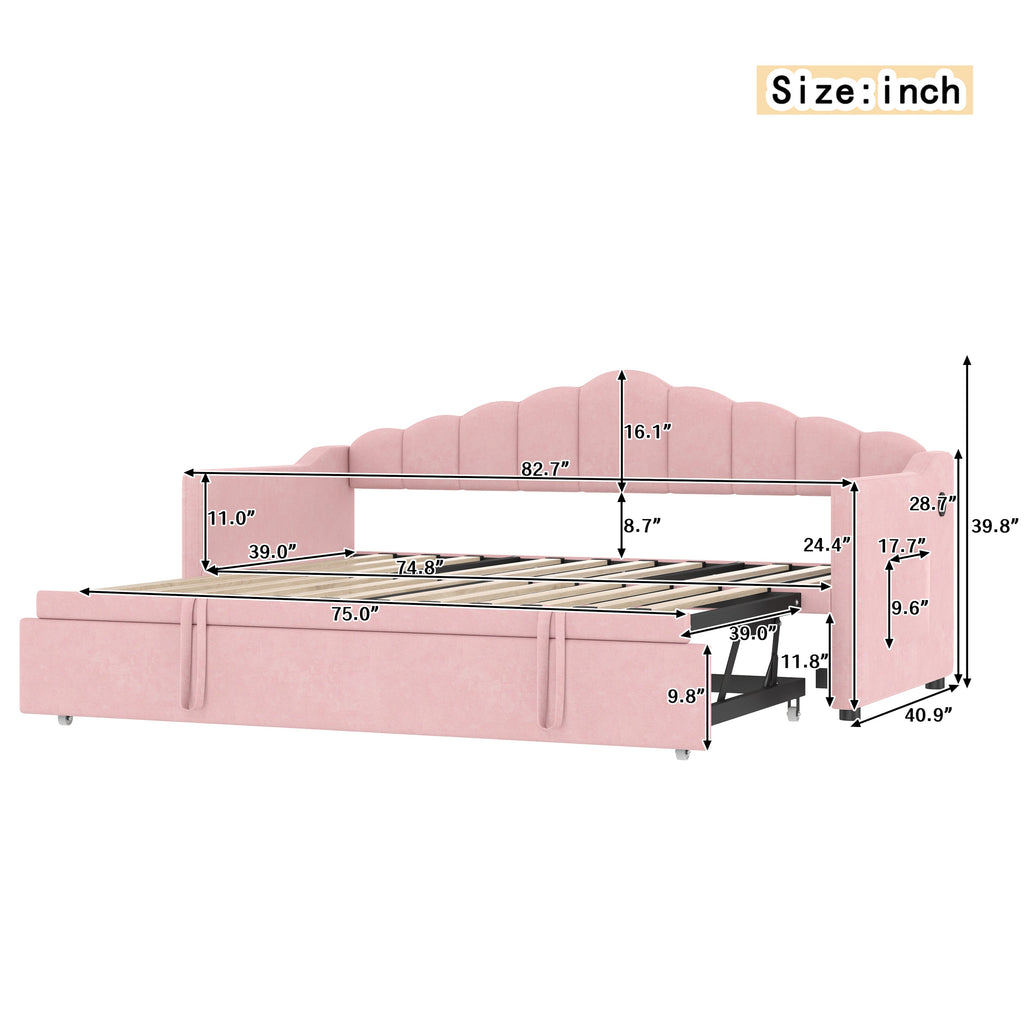 Upholstered Twin Size Daybed with Adjustable Height