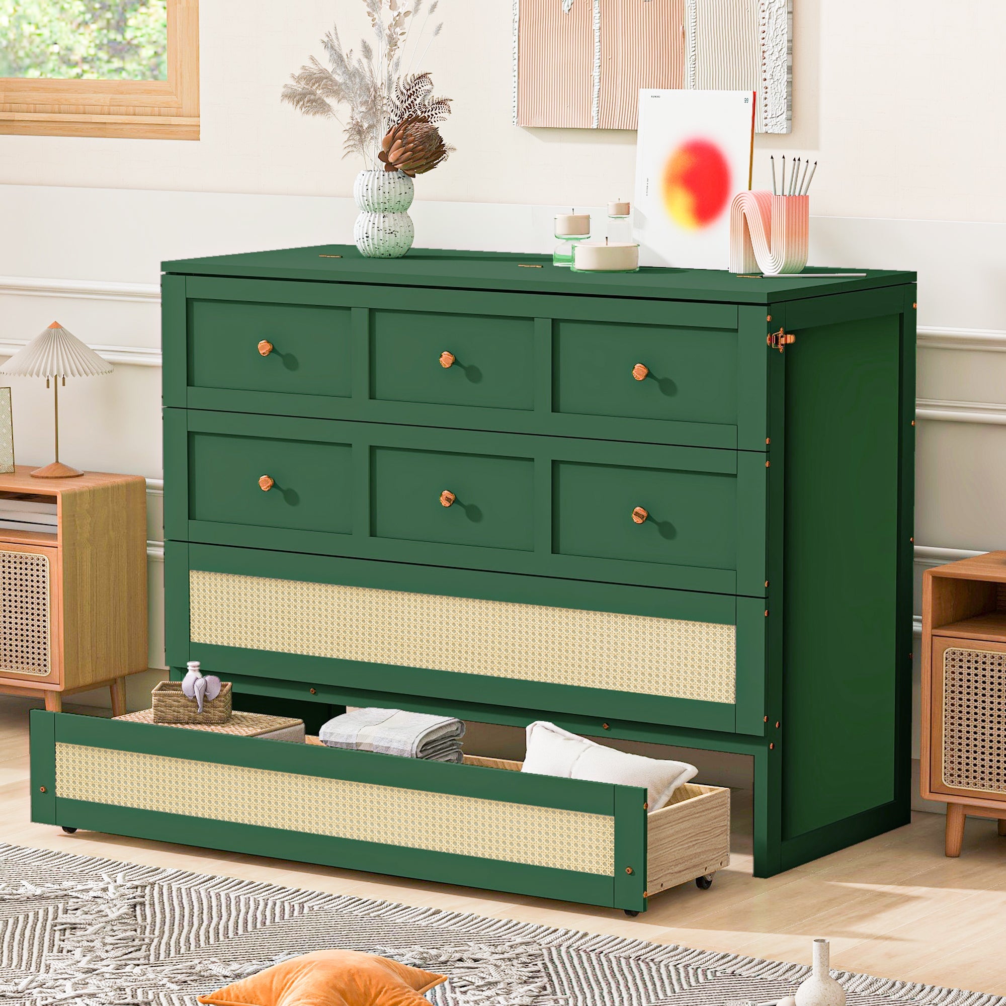 Full Size Murphy Bed with Large Drawers
