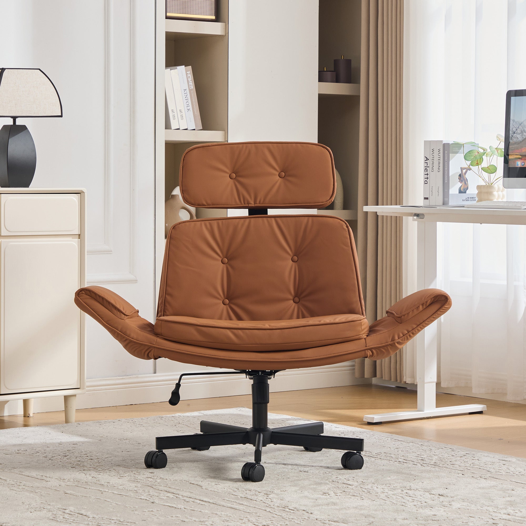 Pet Friendly Criss Cross Chair Swivel Task Office Chairs with Wide Seat