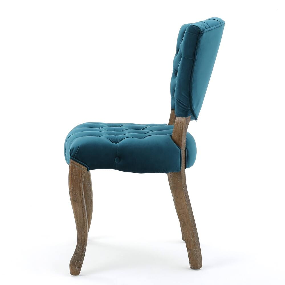 Traditional European Style Tufted Velvet Dining Chairs（Set of 2）