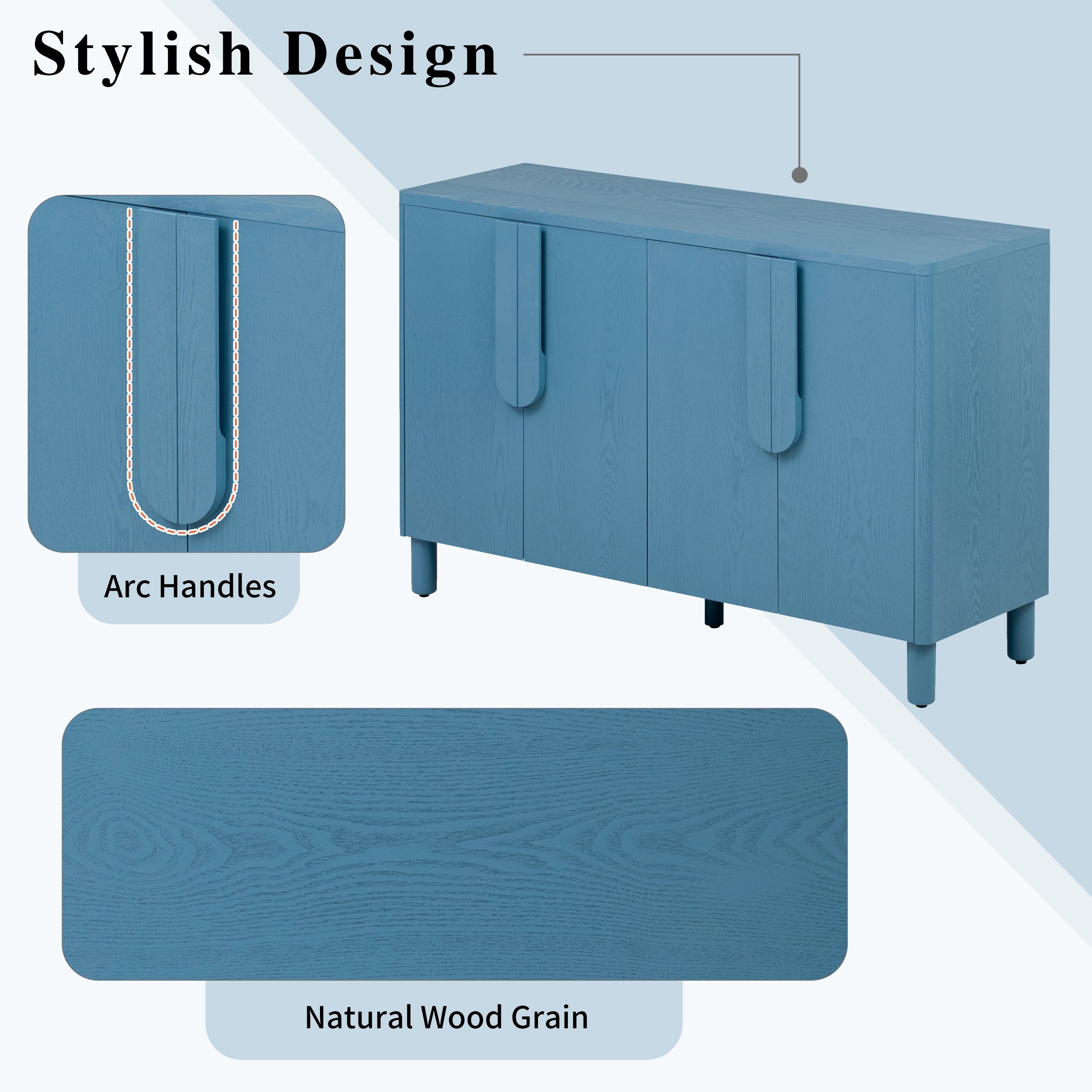 Wood Storage Cabinet with Unique Arc Handles