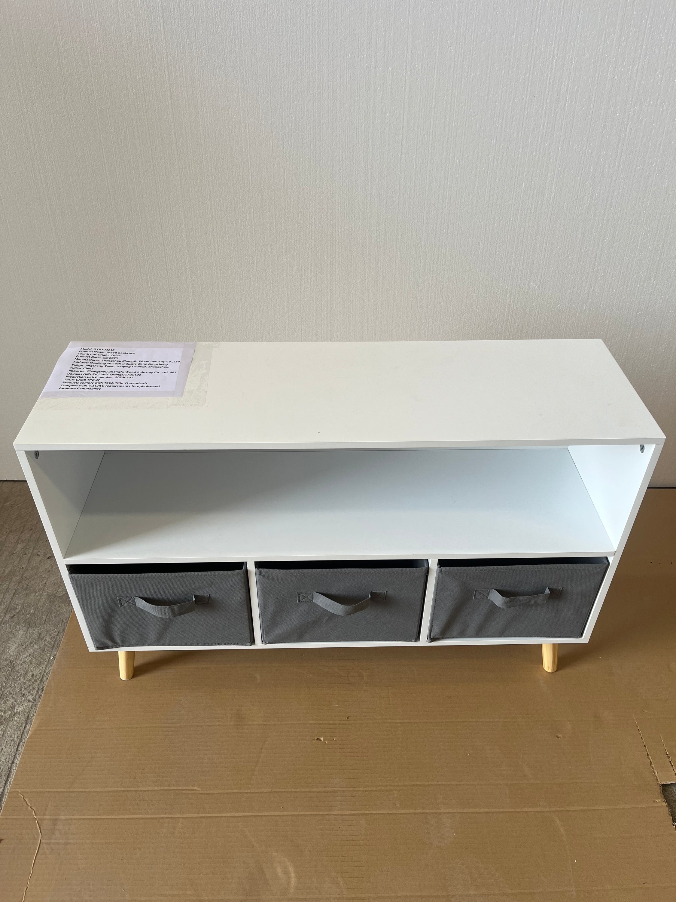 Children's Book Display Kids Bookcase with 3 Fabric Bins