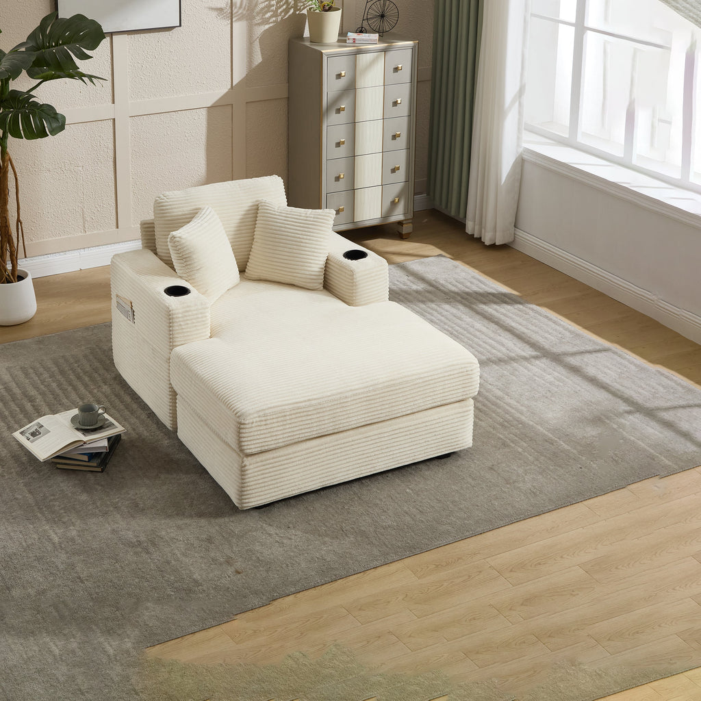 Corduroy Upholstered Chaise Lounge Sofa
